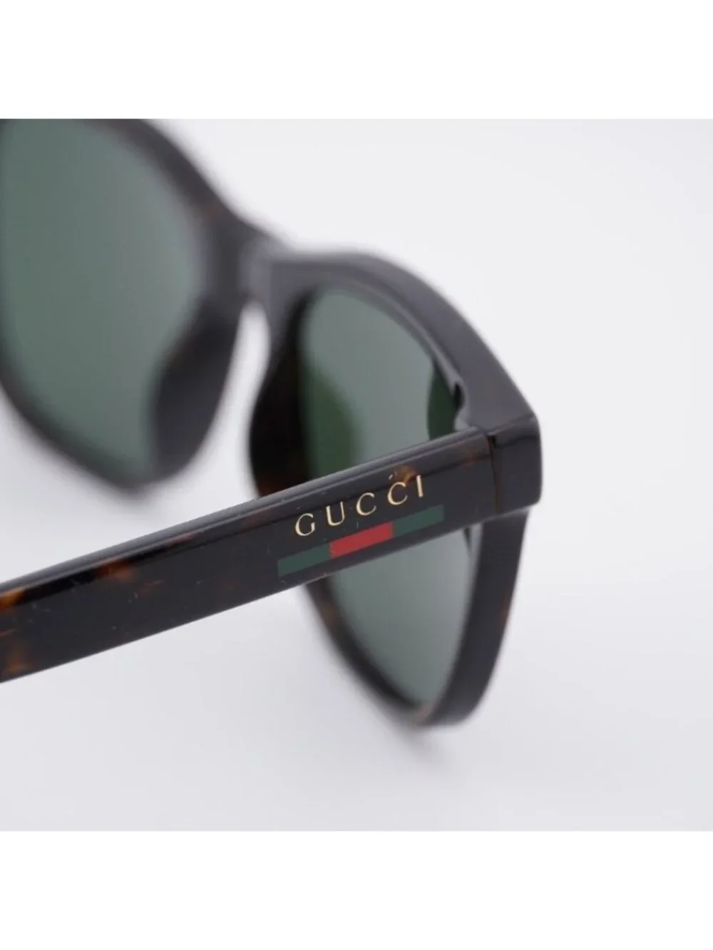 Gucci GG1985S 002 Sunglasses Havana Square Frame, Green Lenses